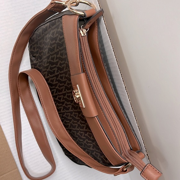 Jones New York Signature Handbag Purse Brown Monogram Pattern Faux Leather - Picture 5 of 11